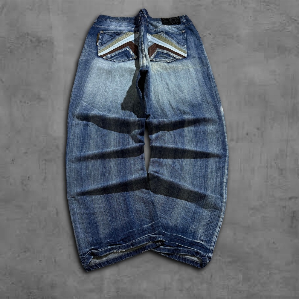 ASAP Baggy Vintage Jeans Embroiderd Pockets Y2k Grunge Denim Distressed Style
